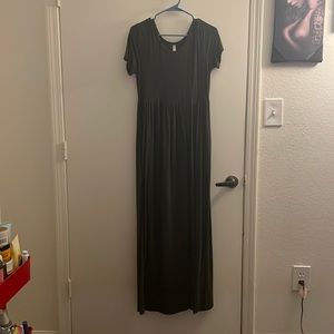 Dark grey maxi short sleeve dress with pockets